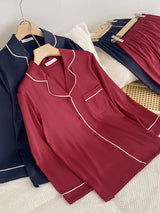 Solid Color Long Sleeve Pajama Set