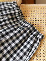 Plaid Lace Trim Pajama Shorts