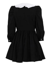 Peter Pan Collar Ruched Black Mini Dress
