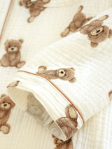 Long Sleeve Cotton Bear Print Crepe Pajamas