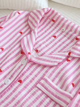 Stripe Heart Print Cotton Pajama Set