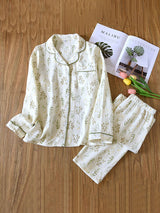 Green Leaves Long Sleeve Pajama Set