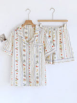 Blue Striped Rabbit Printed Pajama Set