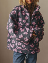 Plush Fleece Floral Sweatshirt