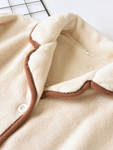 Contrast Trim Flannel Pajama Set