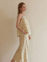 Flower Patterns Cotton Pajama Set