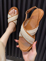 Woven Cross Strap Round Toe Sandals