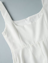 Square Neck High Waist Midi Dress