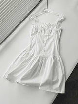 Sleeveless Ruffle White Mini Dress