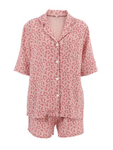 Pink Cotton Leopard Print Pajamas