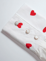 Ruffled Trim Collar Heart Polka Dot Button Shirt