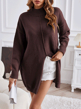 Turtleneck Split Hem Sweater