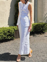 Buttoned Line Top & Maxi Skirt