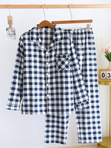 Cotton Plaid Long Sleeve Pajama Set