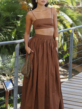 Spaghetti Strap Crop Top &  Maxi Skirt Set