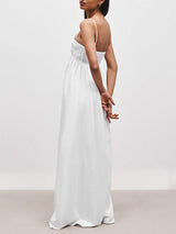 Spaghetti Straps White Maxi Dress