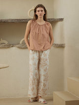 Cotton Sleeveless Top & Printed Pants Pajama Set