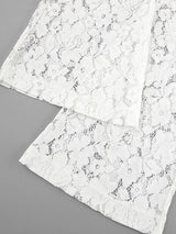 Flower Graphic High Waisted White Pants