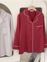 Solid Color Long Sleeve Pajama Set