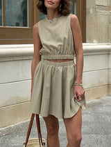 Sleeveless Tank Top & Skirt Set