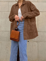 Vintage Solid Color Pockets Brown Jacket