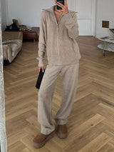 Zip-up Sweater Matching Set