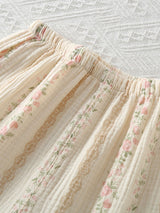 Lace Trim Floral Short Sleeve Pajamas