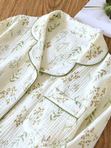 Green Leaves Long Sleeve Pajama Set