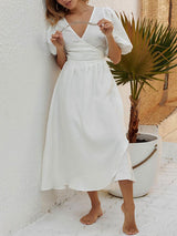 Puff Sleeve Wrap Midi Dress