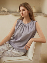 Cotton Sleeveless Top & Printed Pants Pajama Set