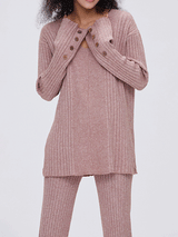 Button Design Solid Color Knit Suit