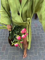 Linen Wrap Coat Dress