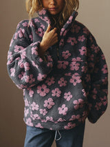 Plush Fleece Floral Sweatshirt