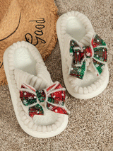 Christmas Bow Glitter Slippers