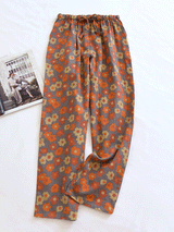 Cotton Vintage Floral Printed Long Pajama Pants