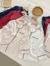Solid Color Long Sleeve Pajama Set