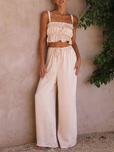 Spaghetti Strap Crop Top Long Pants Set