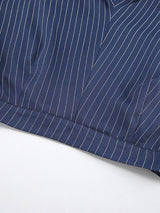 Navy Blue Striped Long Pants