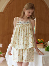 Flower Patterns Cotton Pajama Set