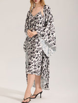 Kafiloe Leopard Cami Nightgown & Robe Set