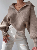 Long Sleeve Turndown Collar Sweater