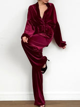 Velvet Long Sleeve Two Piece Set