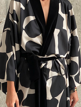 Satin Printed Tie Front Robe