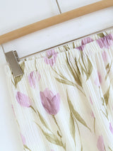 Purple Floral Printed Cotton Pajama Set