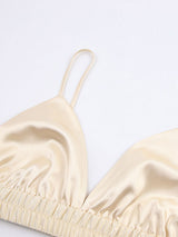 3Pcs Silk Satin Shirt Tank Top Mini Skirts Pajamas