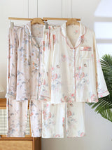 Floral Butterfly Long Sleeve Cotton Pajama Set