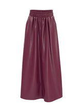 Burgundy Leather Maxi Skirt