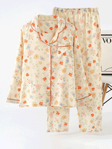 Floral Print Long Sleeve Cotton Pajama Set