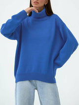 Solid Color Turtleneck Long Sleeve Sweater