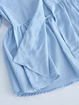 Ruffled Bubble Sleeve Two Piece Pants Set